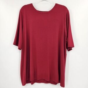 Chicos 4 Short Sleeve Crewneck Tee Womens Plus Size XXL Rayon Stretch Burgundy